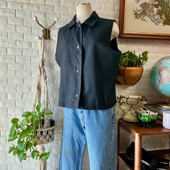 Vintage Jackets & Blazers - Vintage 1990s Minimalist Chic Morton Bernarnd 100% Wool Cropped Vest Size 16